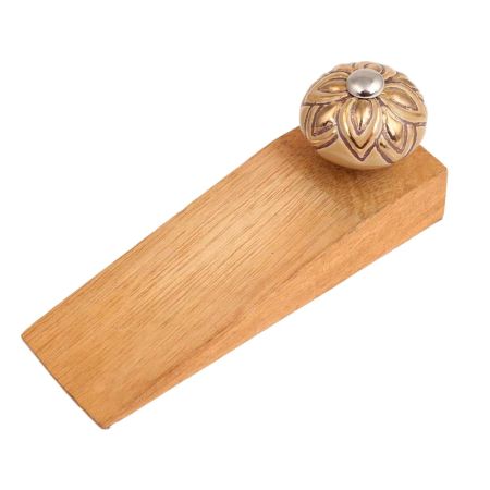 Golden Flower Ceramic Wooden Door Stopper